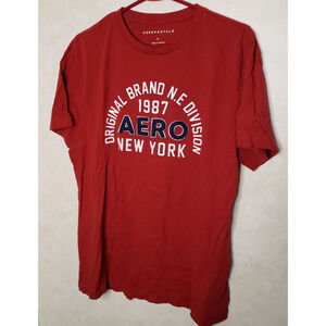 Aeropostale Mens Short Sleeve Large Dark Red Cotton T-Shirt